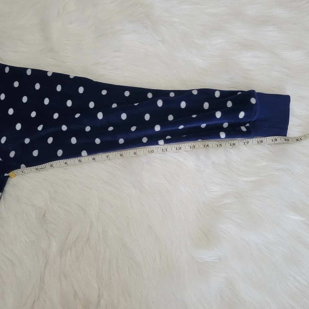 Jenni Intimates Polka Dot Velour Lounge Wear Set Hoodie & Pant Set L EUC Navy - Picture 10 of 16